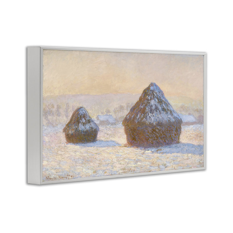 «Classic Monet Wheatstacks», estampe numérique par one1000paintings, Estampe numérique encadrée blanc bord de mer
