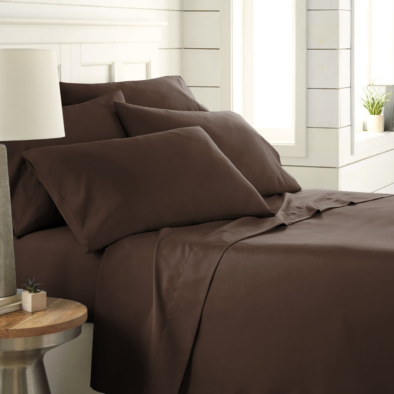 Southshore Fine Linens Vilano Springs Extra Deep Pocket 4-Piece Sheet Set, Ultra Soft Double-Brushed 110 GSM Microfiber Bedding, 21-Inch Deep Pocket, 2 Pillowcases, Twin, Chocolate Brown