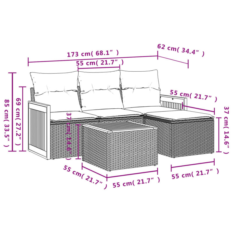 Ensemble de canapé de jardin Vidaxl
