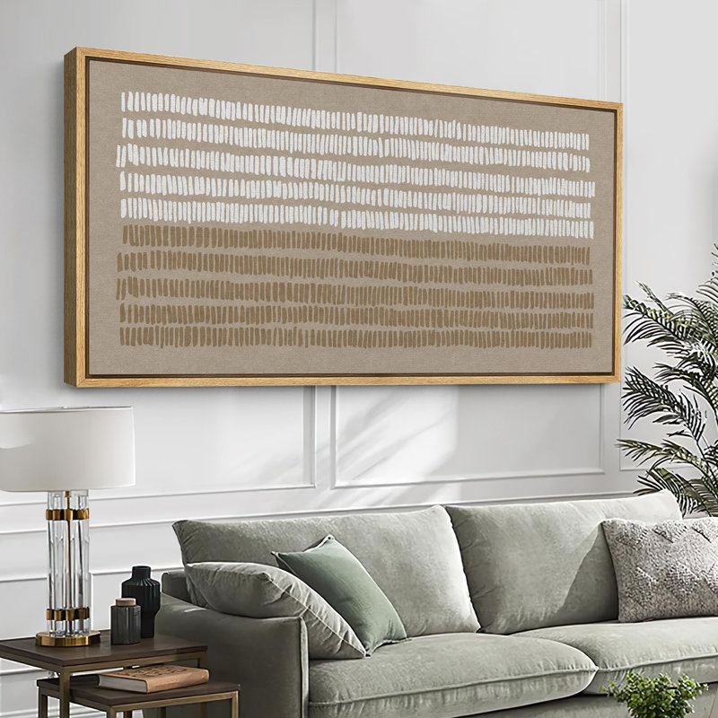 Art moderne moderne avec lignes texturées, H 30 po x l 60 po, Naturel