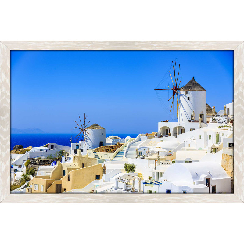«Grèce», reproduction de photo encadrée, H 21,5 po x l 27,5 po x P 0,75 po, Cadre crème délavé