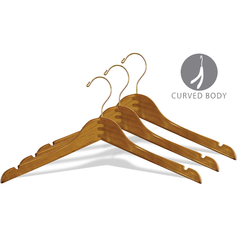 Cintre courbé en bois pour robe / chandail / chandail