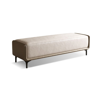 Long banc en cuir bleu moderne