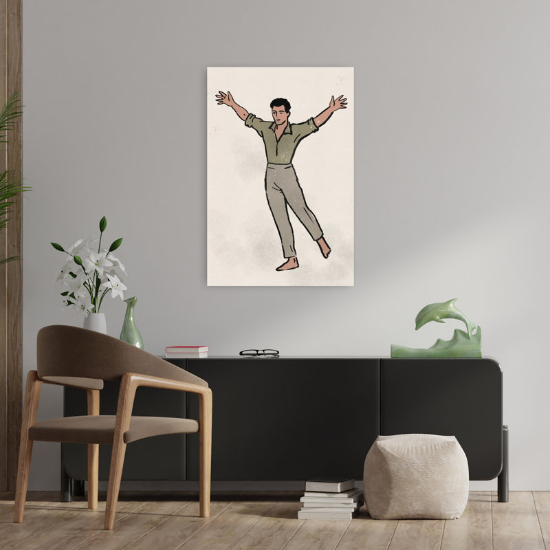 Joyeux danseur, art mural rétro classique élégant, 36" H x 24" W