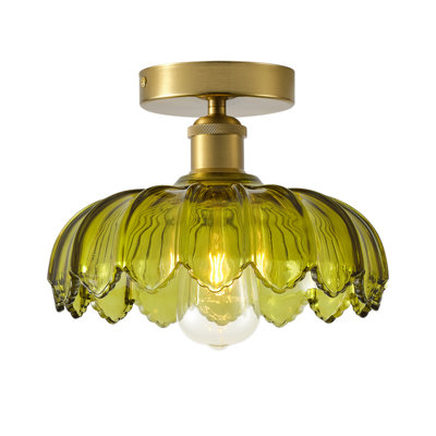 1-lamp green bowl shaped adjustable iron ceiling light