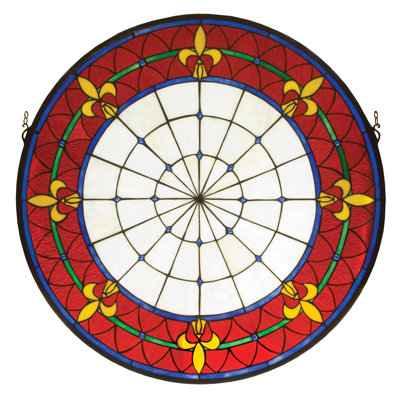 Victorian Fleur-De-Lis Medallion Stained Glass Window