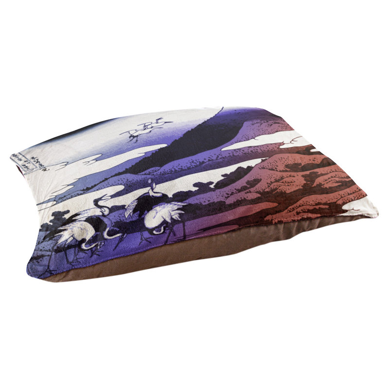 Coussin de concepteur japonais pour grues Burkart, L 19,5 po x l 29,5 po, Bleu / rouge / brun foncé