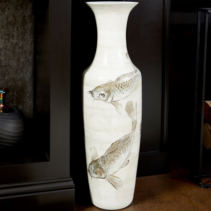 Vase de plancher en céramique Koi