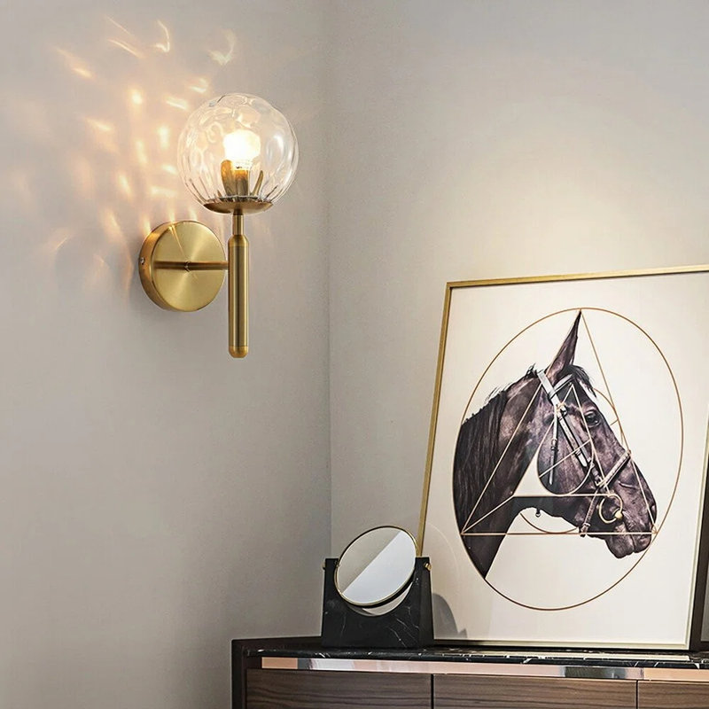 Hammered Glass Single Wall Source Lamp, Gold