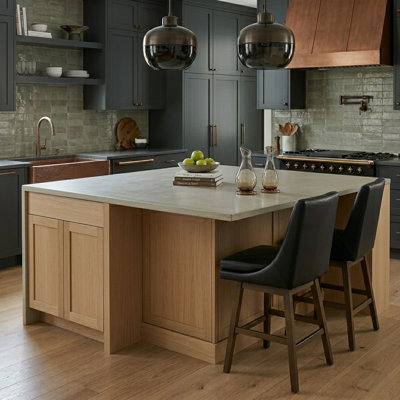 Swivel Bar Height Barstools Black Seat In Brown Finish, Set of 2