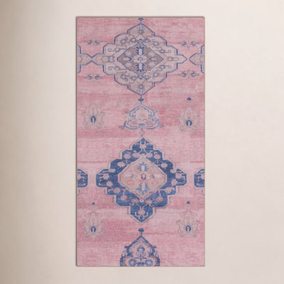 Davin Machine Washable Pink/Blue Rug