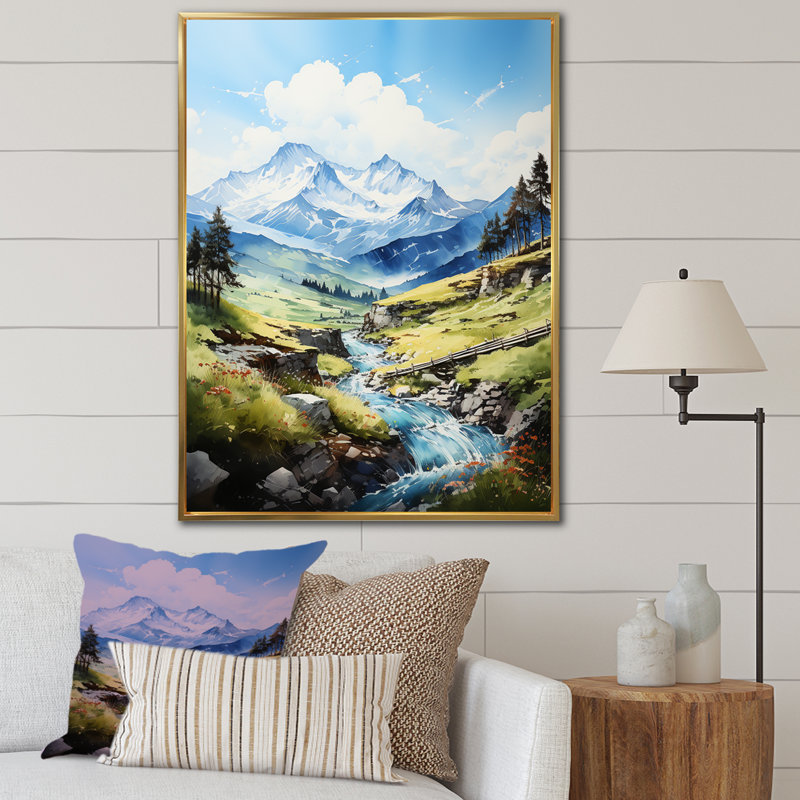 Sommet de la montagne Serenity Creek I, Cadre flottant doré, H 44 po x l 34 po