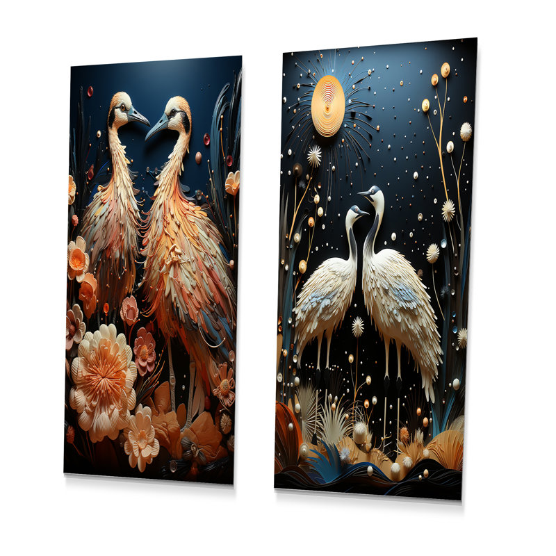 Autruche Reverie Delight - ensemble de salon en métal 2 pièces autruches, H 32 po x l 32 po