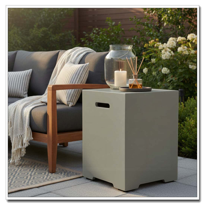 Propane Tank Cover Table, Outdoor Cylinder Hideaway Table for Gas Fire Pit and Gas Griddle, Outdoor Side Table for Fire Pit