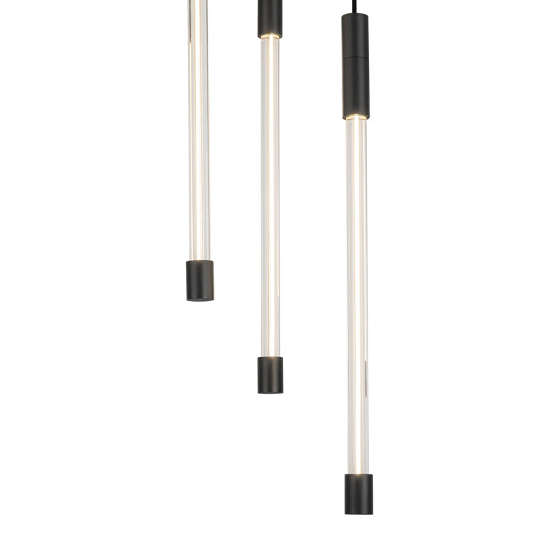 Motif 3 - Light LED Pendant, Black, 13" H x 5.5" W x 5.5" D
