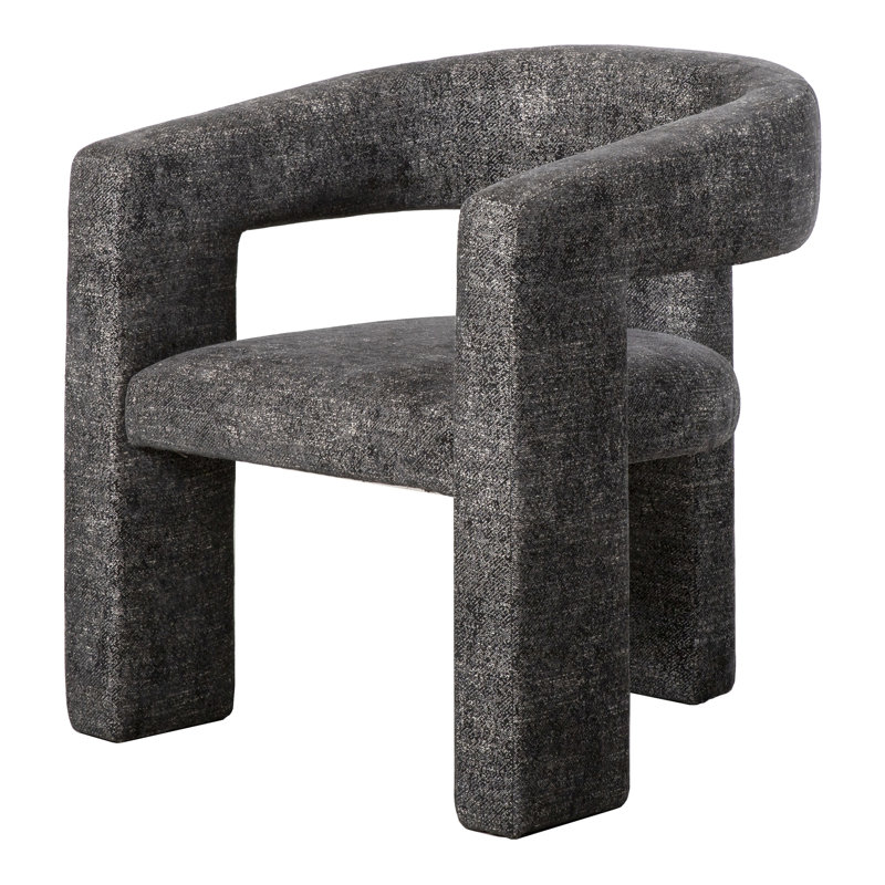 Fauteuil demi-tonneau en polyester 29 po Verna, Boucle noire multi