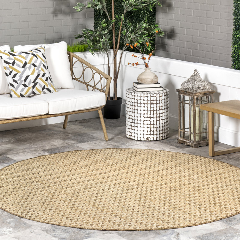 Tapis d'intérieur / extérieur Malaya, Rond 8 pi, Brun/brun clair