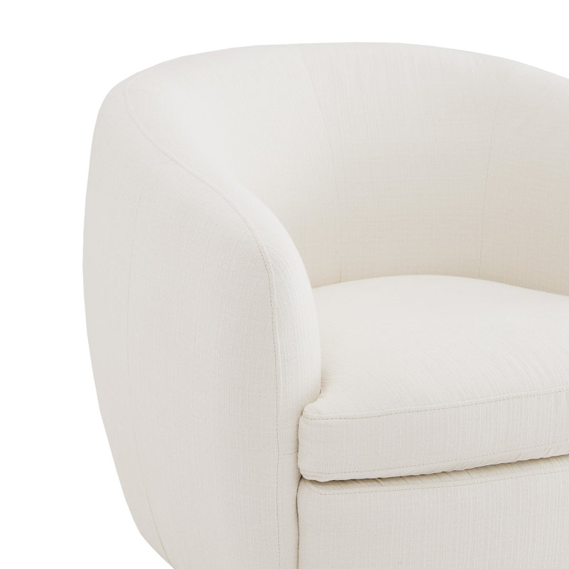 Fauteuil demi-tonneau pivotant rembourré Marcy, Coton Flannigan