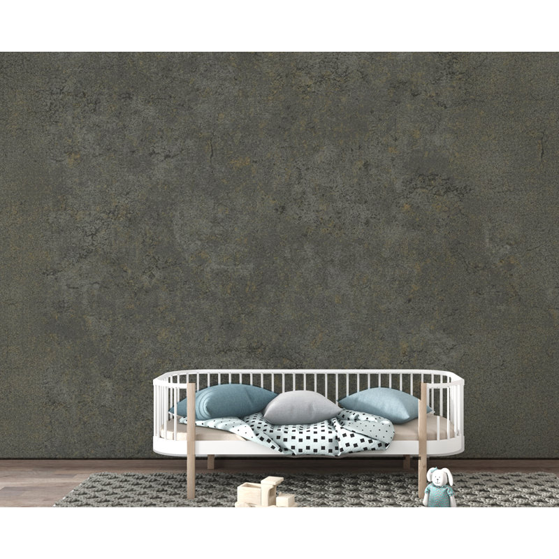 Papier peint texturé gris anthracite foncé | Murale industrielle effet béton | Papier peint adhésif moderne, texture de pierre rustique 426DRE