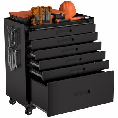 34.3" Rolling Tool Chest with 6 Drawers - Mobile Garage Cabinet Organizer, All-Drawer Design for Small Parts & Tools, Heavy Duty Steel Construction