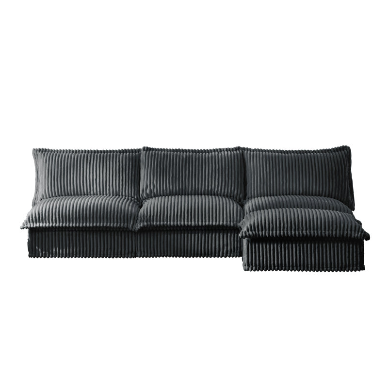 Canapé modulaire à housse avec repose-pieds réversible 3 places