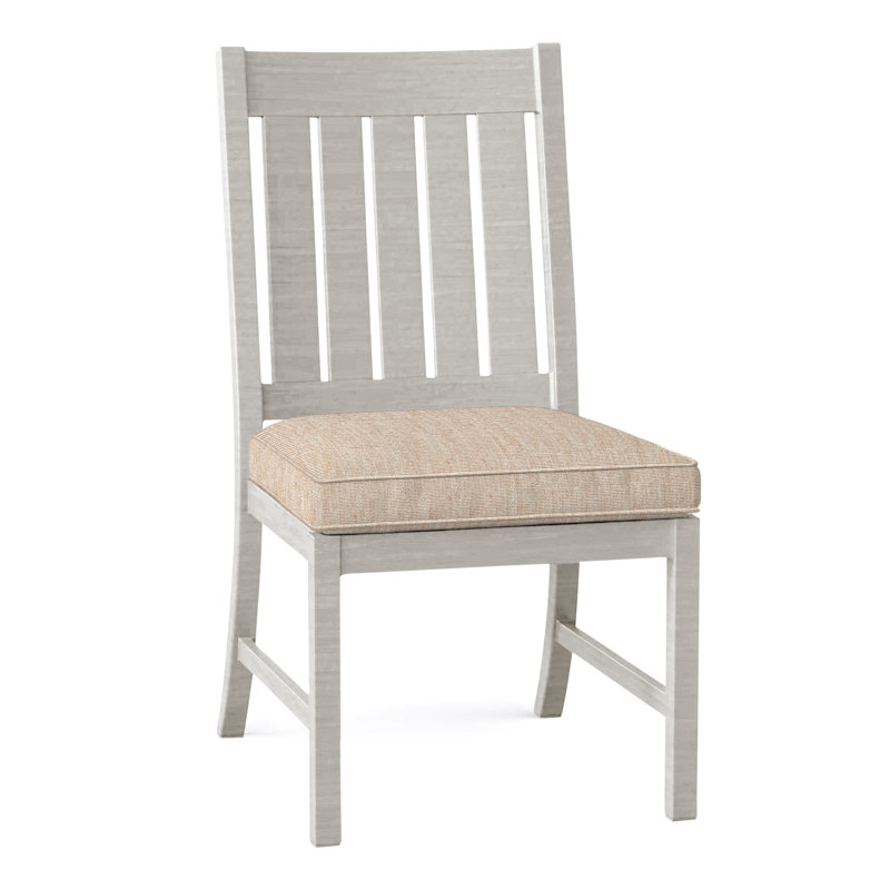 Club Patio Dining Side Chair with Cushions, Welt, Oyster, Canvas Sand