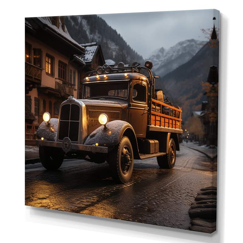 Camion de livraison classique, photo sur toile, Toile tendue, H 24 po x l 24 po
