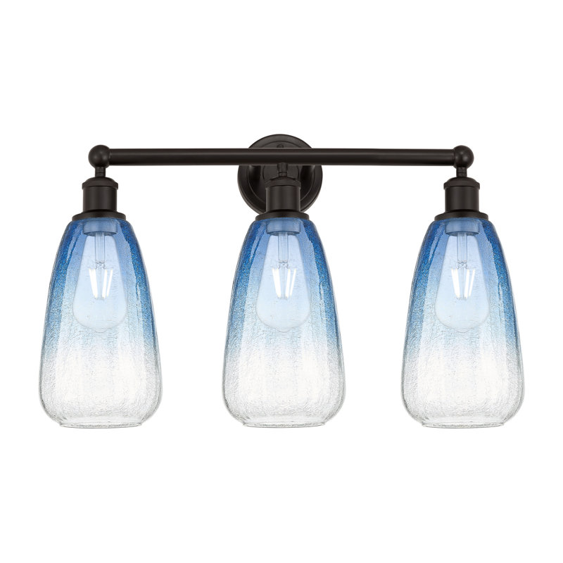 Brookhaven Almond 3 - Light Vanity Light, Blue / Oil Rubbed Bronze
