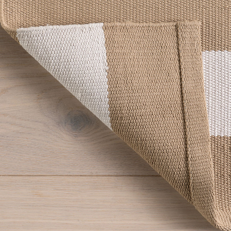 Banks Stripe Khaki Handwoven Indoor/Outdoor Rug, Runner 2'6" x 8'