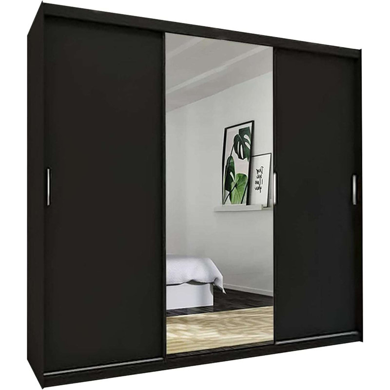 Chesky 3 Door Manufactured Wood Wardrobe, Black