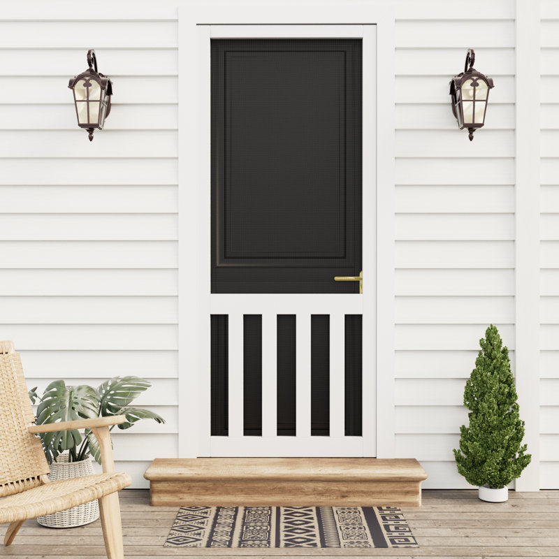 Screen  5 Bar 80-In Height White Primed Screen Door Slab Only, 80" H x 30" W