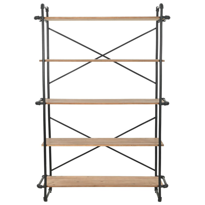 Bookshelf Wall Bookcase Storage Standing Shelf Solid Firwood and Steel, 70.9" H x 47.2" W x 16.5" D