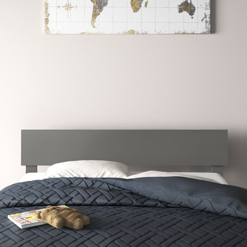 Tête de lit en bois massif Farrah, Gris, Double