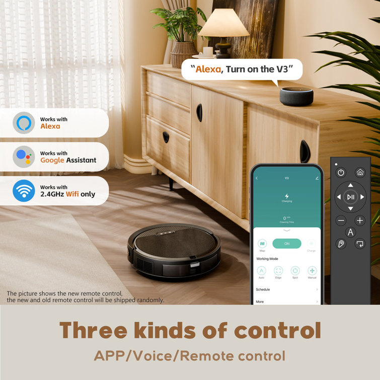 Robot Vacuum And Mop Combo, App/Voice Control, 2 In 1 Robot Vacuum Cleaner, 4000pa Max Power Suction, Scheduled Cleaning, Automatic Recharge, For Pet Hair, Low Carpet, Black