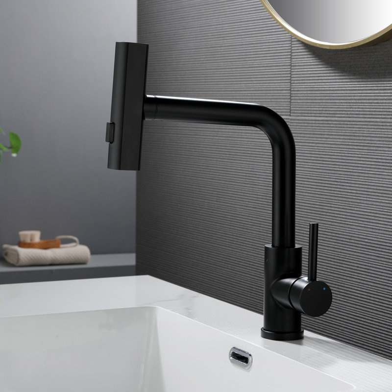 Pull-Out Faucet For Kitchen And Bathroom, Matte Black