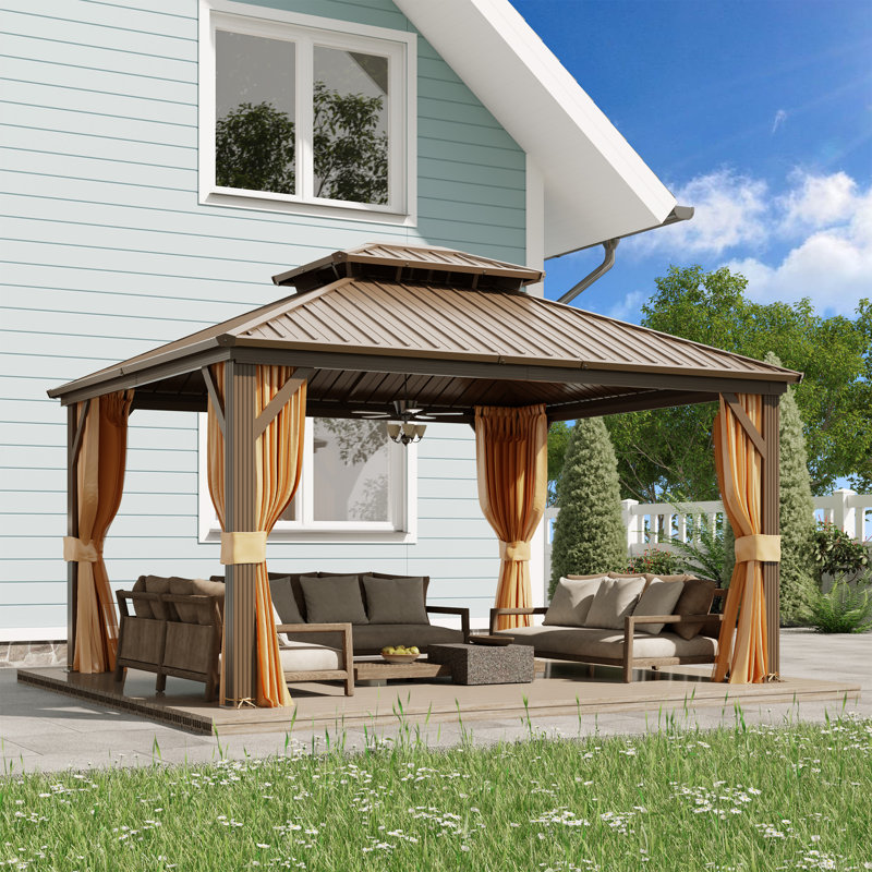 14 ft. L 12 ft. D Aluminum garden pavilion