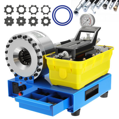 Pneumatic Hydraulic Hose Crimping Machine with 8 Sets of Dies, 40MPa System Pressure, Manual Hose Crimper Mchine suitable for high-pressure hydraulic hoses and pipes