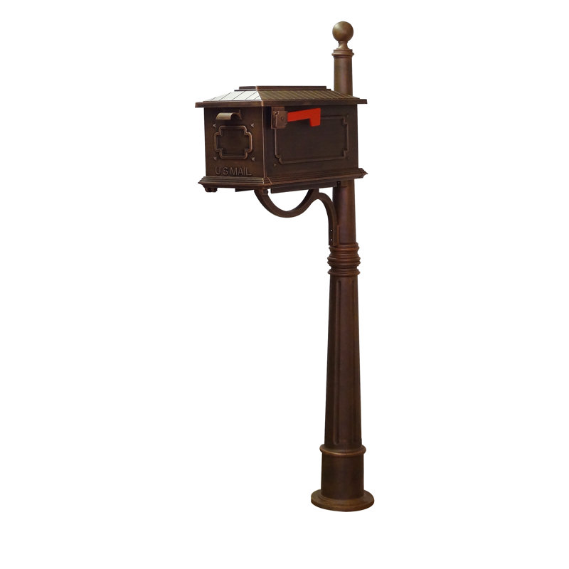 Copper Aluminum Lockable Curbside Mailbox with Post