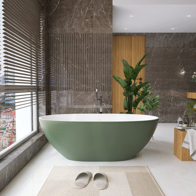 65'' x 30'' Freestanding Soaking Solid Surface Bathtub