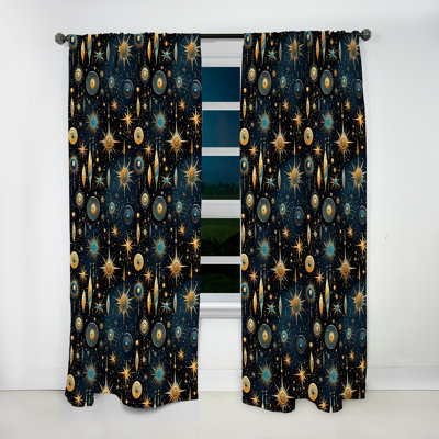 Cosmic Nomad Boho Pattern I - Abstract Boho Curtain - Room Darkening Abstract Curtain - 1 Panels