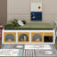 Lit plateforme en bois avec bibliothèque, vitrine et tiroir de rangement, lit de rangement multifonctionnel-906782774-906782776