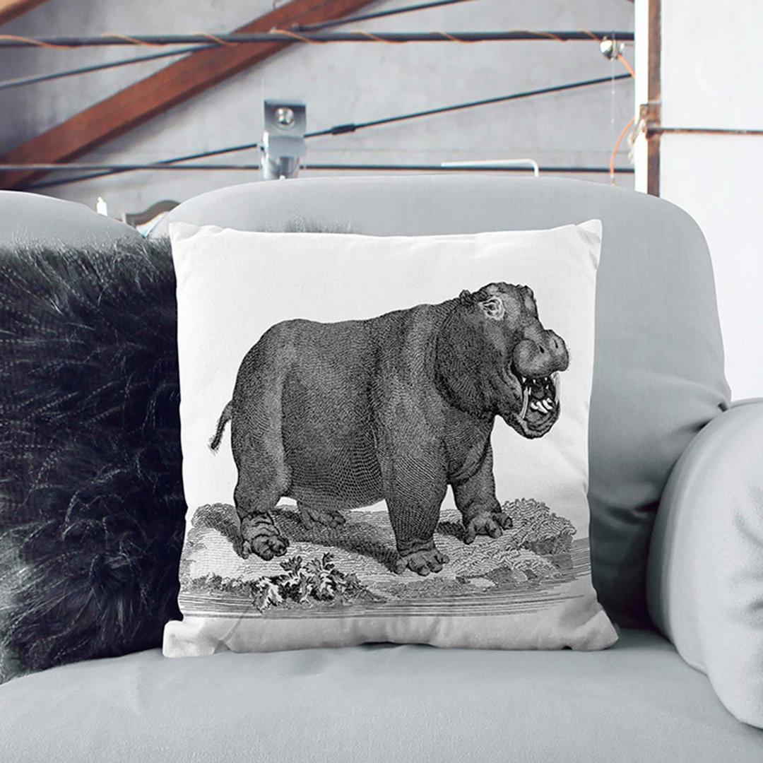 Hippopotamus by George Shaw Cushion with Filling