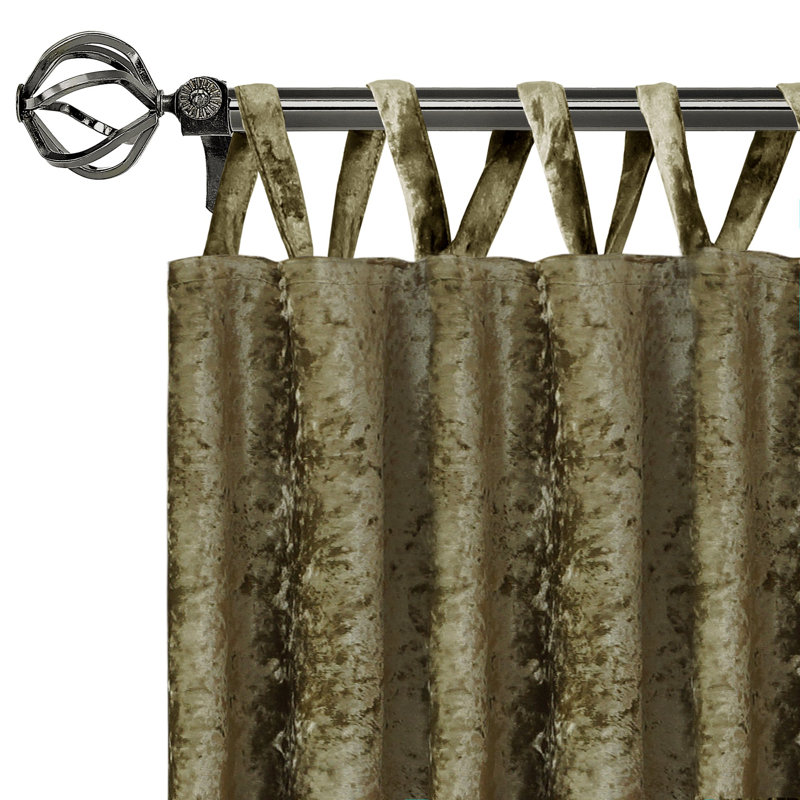 Hemphill Elegant Synthetic Light Filtering Solid Criss-Cross Semi-Sheer Tab Top Curtain Panels, Earth, 50" W x 84" L