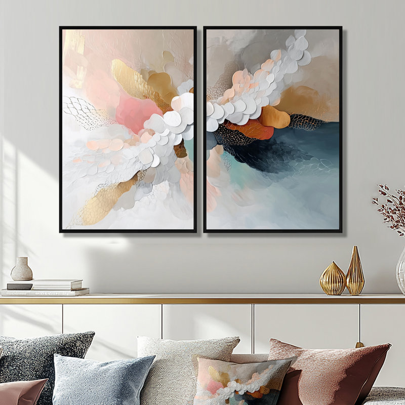 «White Brushstroke», peinture abstraite blanche sur toile blanche moderne, 2 pièces, H 36 po x l 48 po, Noir
