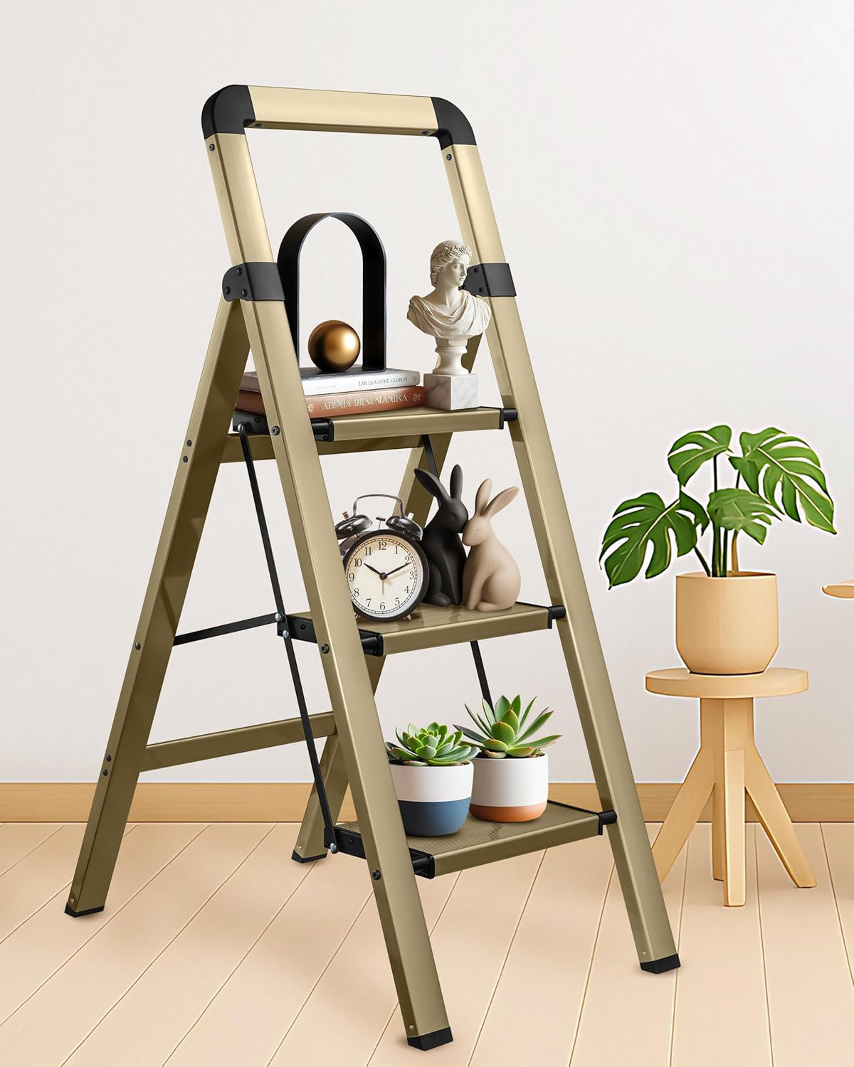 Wrought Studio™ Step Ladder Folding 4-Step Champagne Gold Finish ...