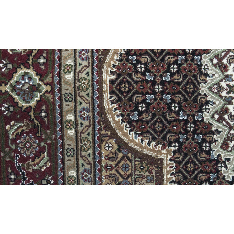 Hand-Knotted High-Quality Black and Red Area Rug