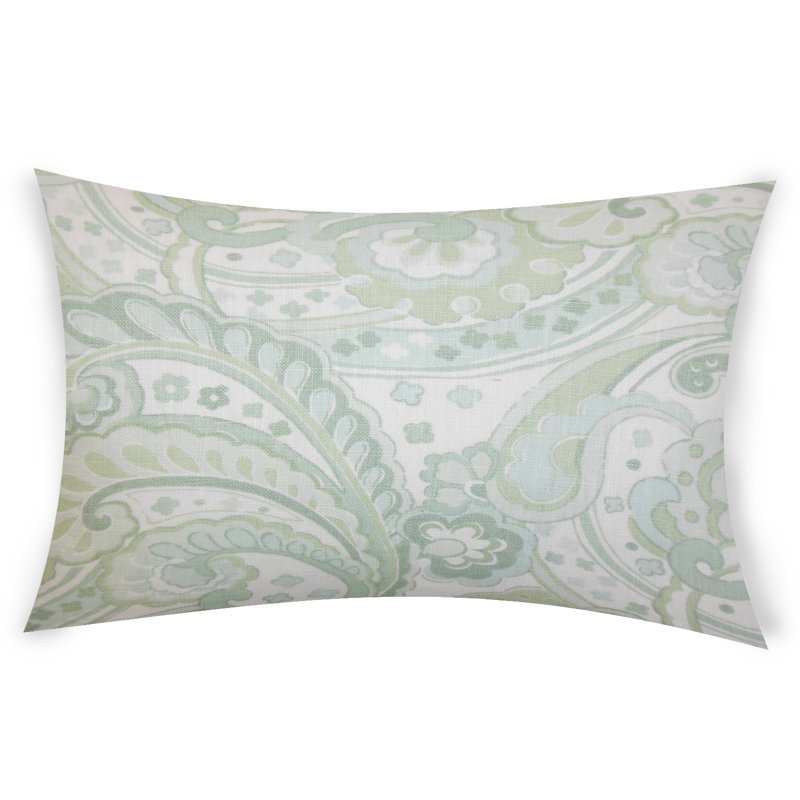Paisley Linen Reversible Throw Pillow, 14" x 36", White