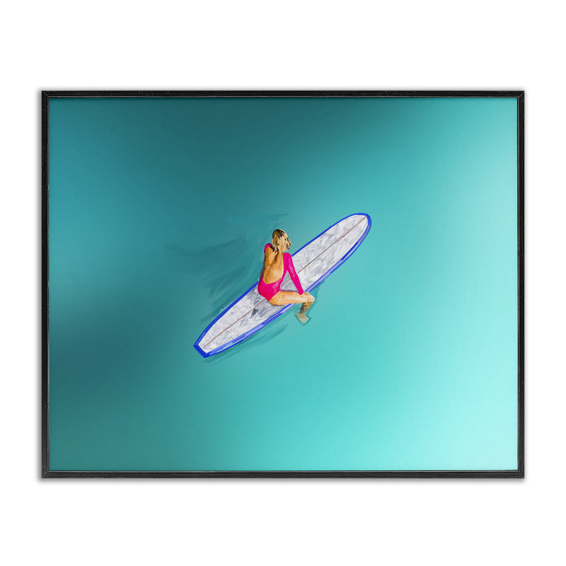 «Sitting on Peaceful Surfboard», art de la giclée par Amelia Noyes, Giclée encadrée noir minuit, H 16 po x l 20 po