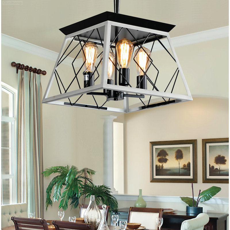 Luminaire suspendu en forme de cage style campagnard rétro noir et blanc Farmhouse, Black and White