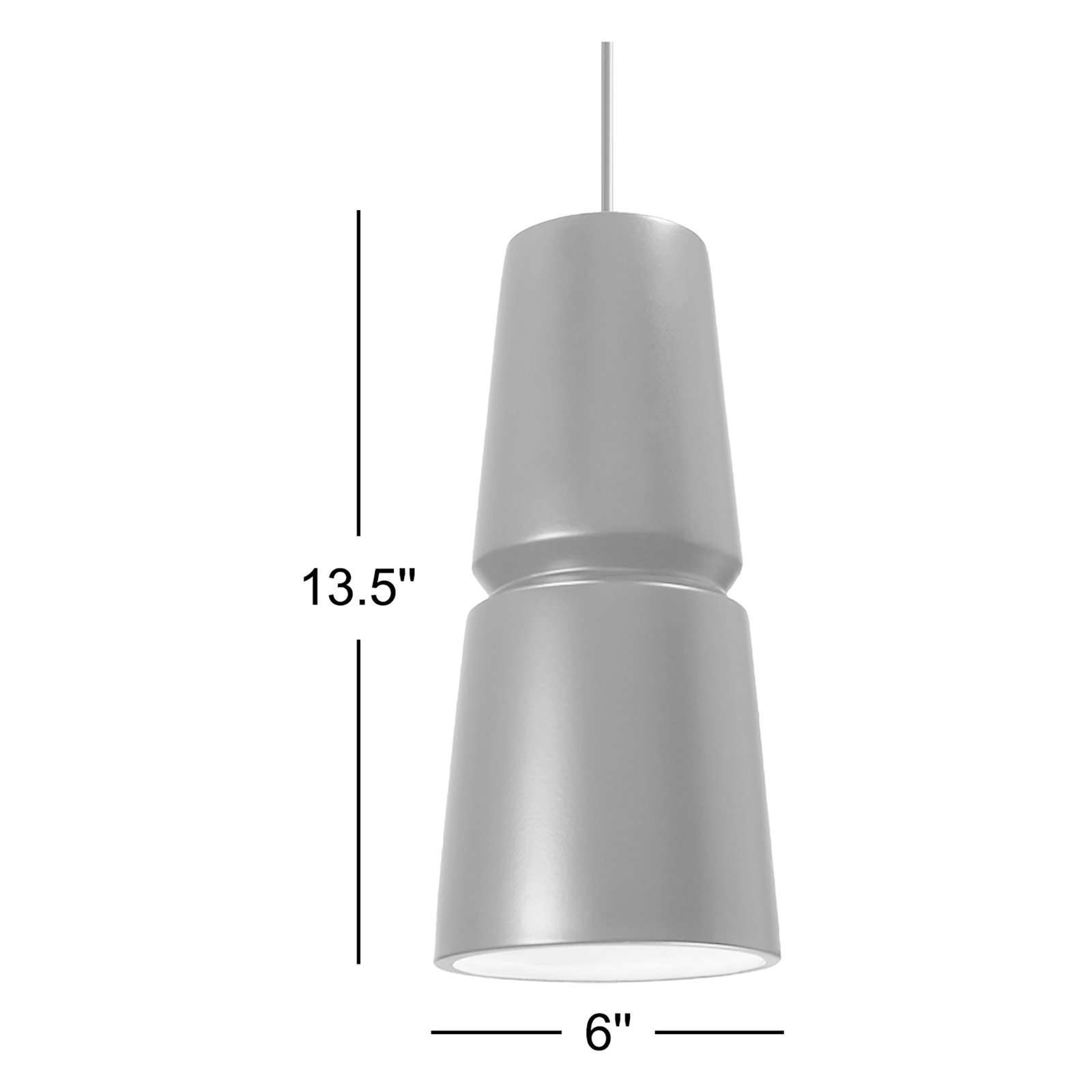 Logan 1-Light Dimmable Ceramic Cone Pendant , Dark Bronze, Matte White, 13.5" H x 6" W x 6" D